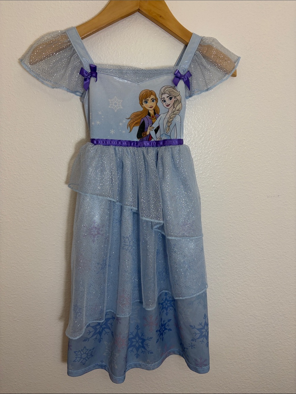 Disney Frozen Light Blue Elsa Anna Glitter Princess Nightgown